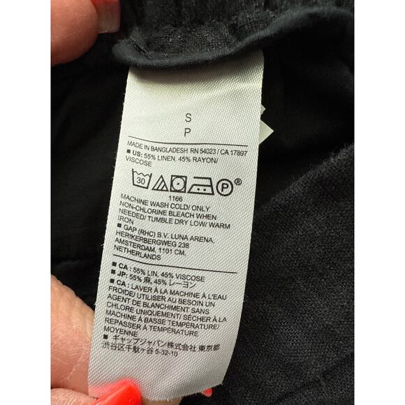 Banana Republic Linen Blend Pull On Wide Leg Cropped Pants Black Size Small - Picture 9 of 9